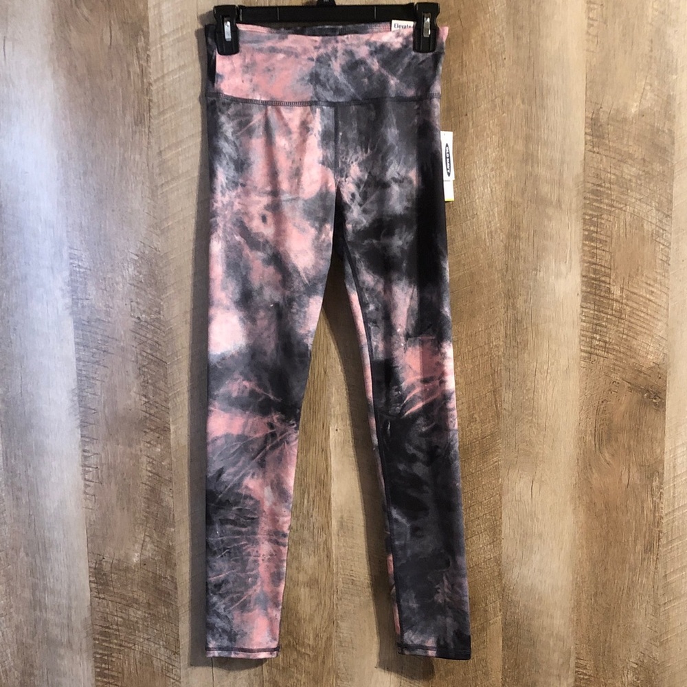 Old Navy Pink & Black Tie-Dye Girls' Leggings